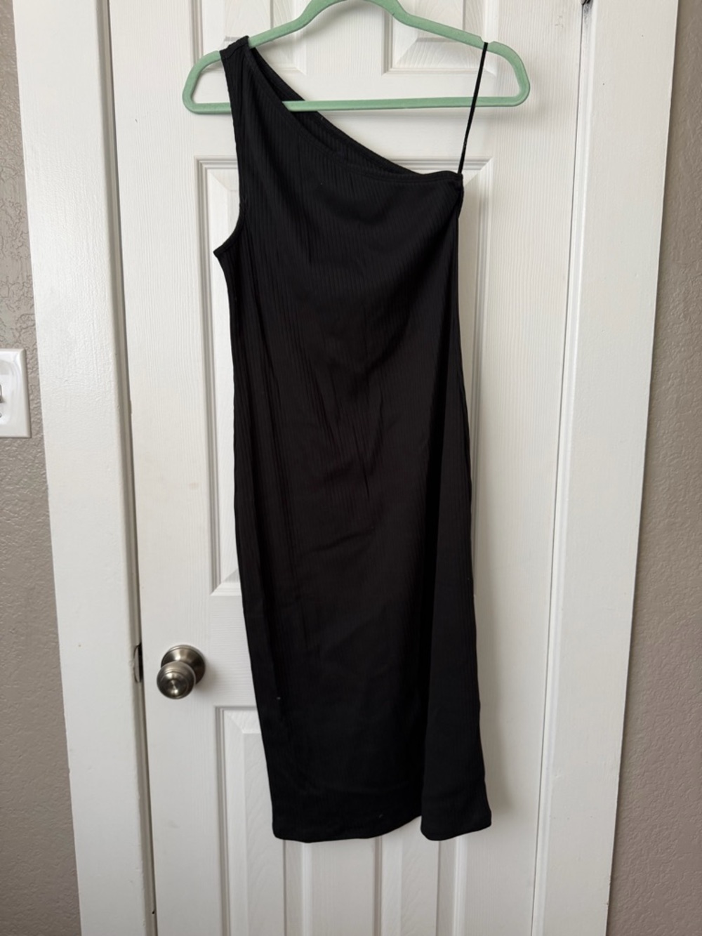 GAP One-Shoulder Black Ribbed Dress